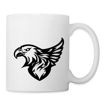 eagle's head with wing in profile on one side - Mug - white - Right