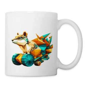 3D Bausatz Streifenhörnchen mit Rädern als Polygon - Tasse - Weiß - Rechts