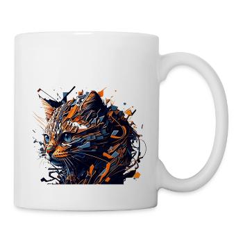 Visage de chat vectoriel pour tous les amis tigres de la maison - Mug blanc - blanc - Droite