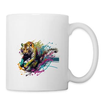 Tiger Splash Grunge Colorful Animal Predator Art - Mug blanc - blanc - Droite