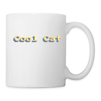 Cool Cat 90er Design Bunt 3D Pixel Art - Tasse - Weiß - Rechts