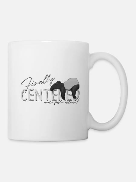 Finally Centered & eingeschlafen Zen Yoga Tapir - Tasse - Weiß