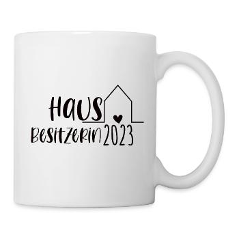 Hausbesitzerin 2023 Hauskauf Einzug Geschenk - Tasse - Weiß - Rechts
