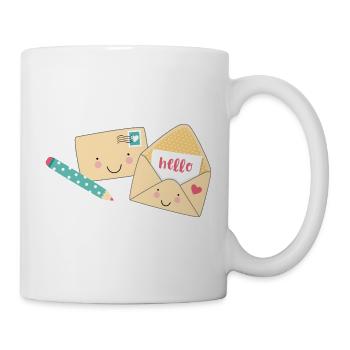 2 Briefe mit Stift - Tasse - Weiß - Rechts