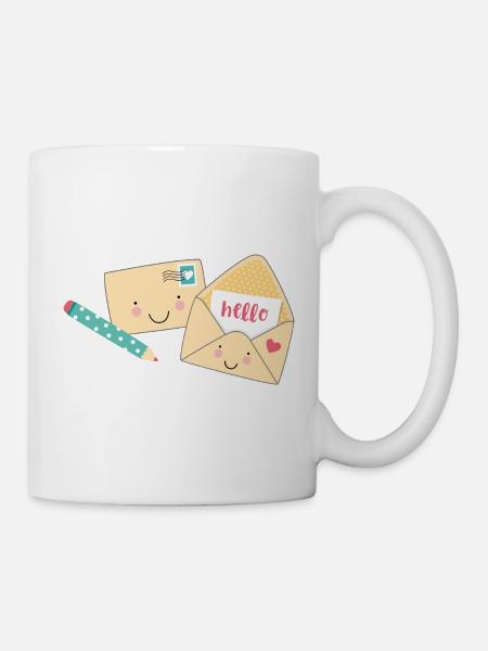 2 Briefe mit Stift - Tasse - Weiß