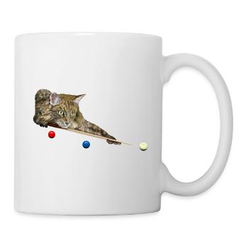 CHAT DE BILLARD ET DE BILLARD, 8 BALLES, 9 BALLES - CHAT JOUANT - Mug blanc - blanc - Droite