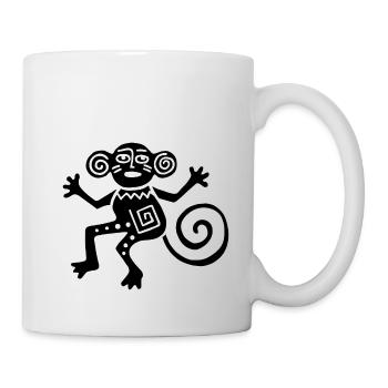 Altes mexikanisches Symbol, Affe, Äffchen - Tasse - Weiß - Rechts