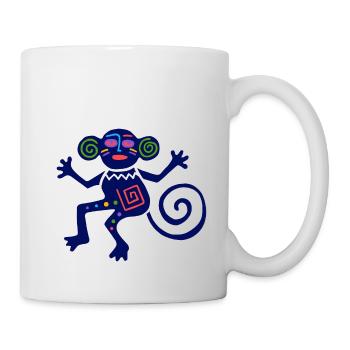 Altes mexikanisches Symbol, Affe, Äffchen - Tasse - Weiß - Rechts