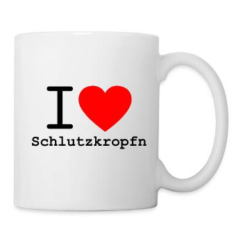 i love Schlutzkropfn - ich liebe Schlutzkrapfen - Tasse - Weiß - Rechts