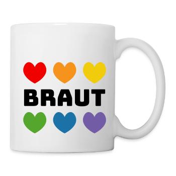 Regenbogenherzchen Braut schwarz - Tasse - Weiß - Rechts