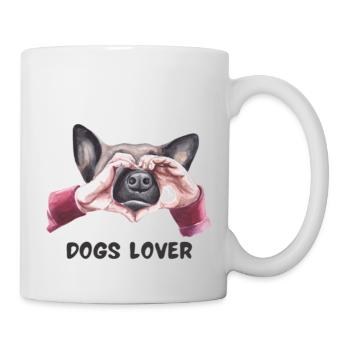 Berger Allemand avec Coeur LIebe Chiens Amoureux des animaux - Mug blanc - blanc - Droite