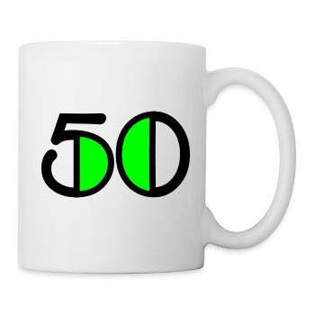 50. 50 JAHRE. 50-jähriges Jubiläum. GEBURTSTAG 50 JAHRE. - Tasse - Weiß - Rechts