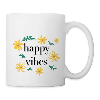 happy vibes - Tasse - Weiß - Rechts