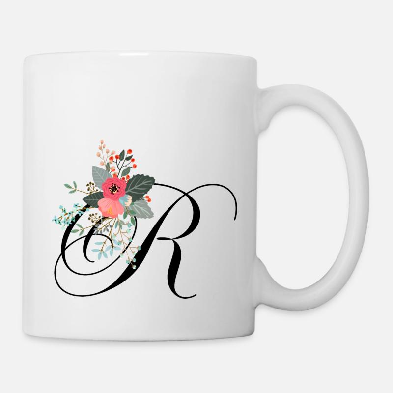 Lettre r fleuris - Mug blanc - blanc