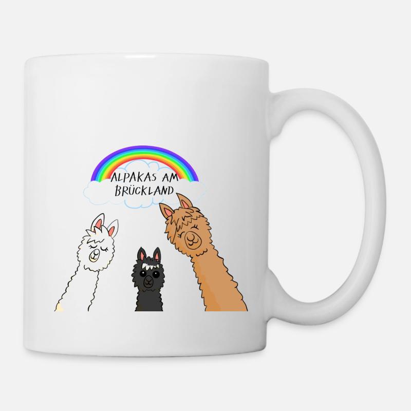 Alpakas im Brückland - Tasse - Weiß