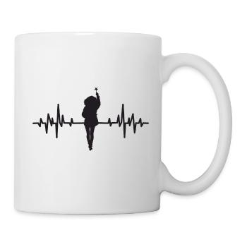 Herzschlag mit Frau und Stern schwarz - Tasse - Weiß - Rechts