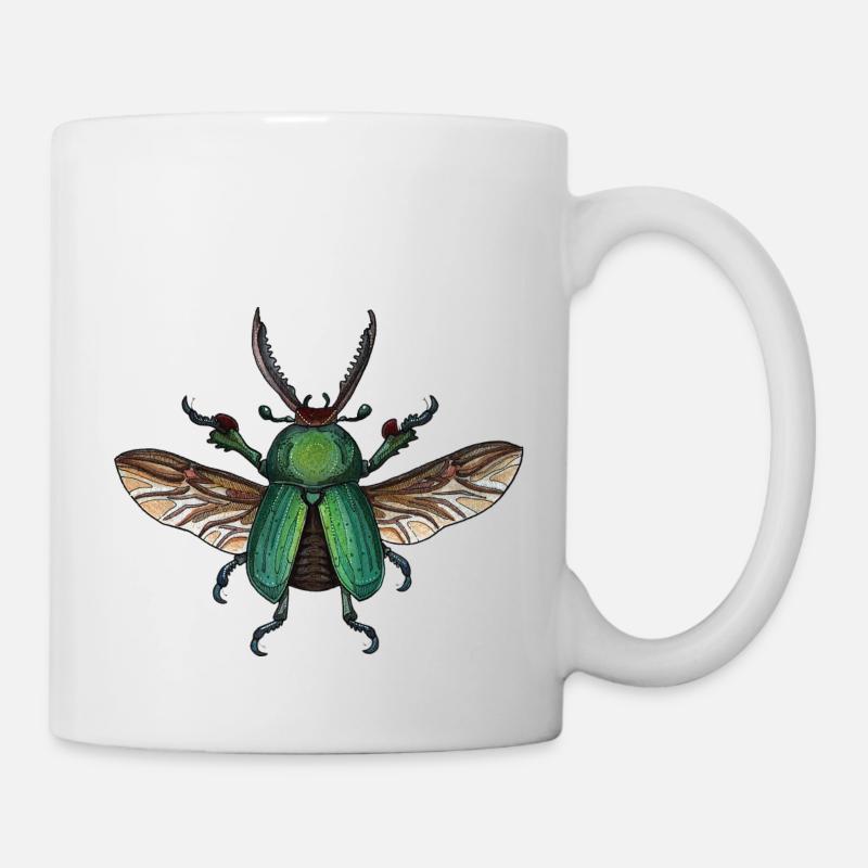 Big Green Beetle - coléoptère vert géant - Mug blanc - blanc