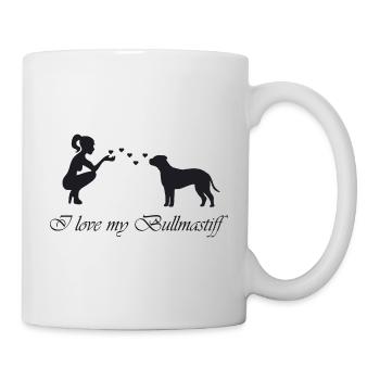 Bullmastiff mit Frau - Tasse - Weiß - Rechts