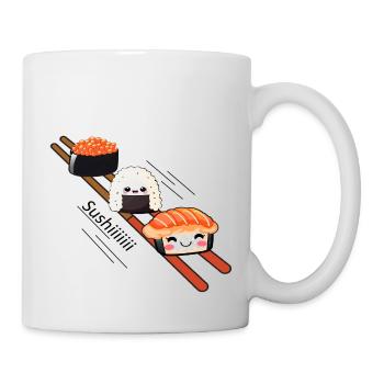 Sushi sliding on Chopstick - Mug - white - Right