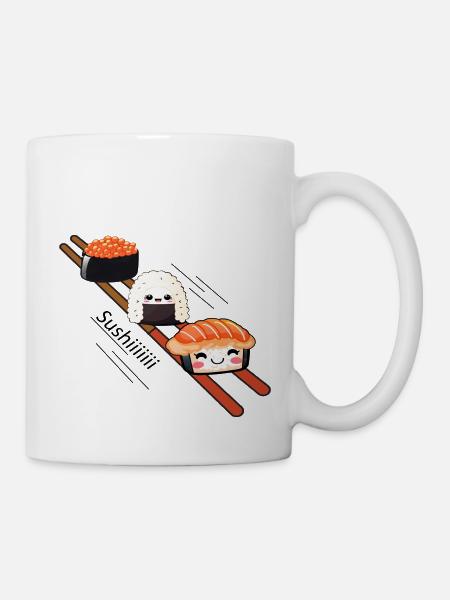Sushi sliding on Chopstick - Tasse - Weiß