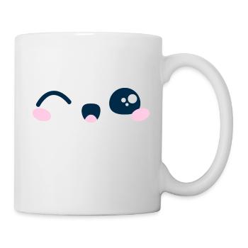 Kawaii Niedliches Augenzwinkern Geschenkidee T-Shirt Sweatshirt - Tasse - Weiß - Rechts