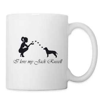 Jack Russell Terrier mit Frau - Tasse - Weiß - Rechts