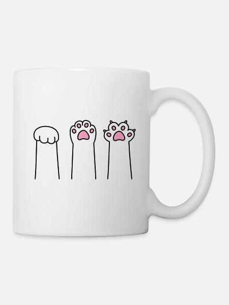 Stein Papier Schere Katze Pfote Spiel Katzenpfoten - Tasse - Weiß
