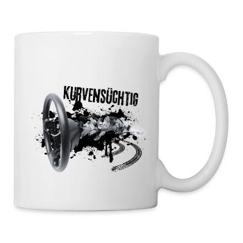 Kurvensüchtig: Kurven = Adrenalin! - Tasse - Weiß - Rechts