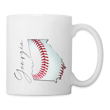 Géorgie (États-Unis) | Vrai baseball | Script de carte - Mug blanc - blanc - Droite