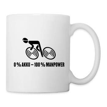 0 % Akku – 100 % Manpower (Fahrrad / Rennrad / B) - Tasse - Weiß - Rechts