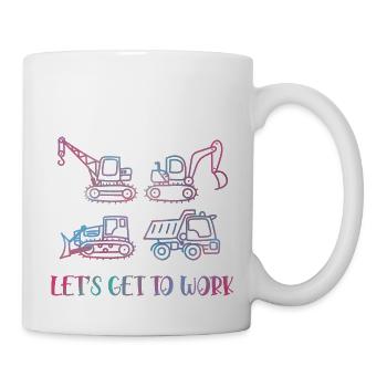 Bagger Baustelle Bauarbeiterin Mädchen I Geschenk - Tasse - Weiß - Rechts