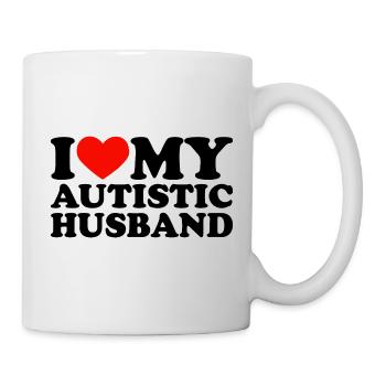 I Love My Autistic Husband Heart My Husband Autism - Tasse - Weiß - Rechts