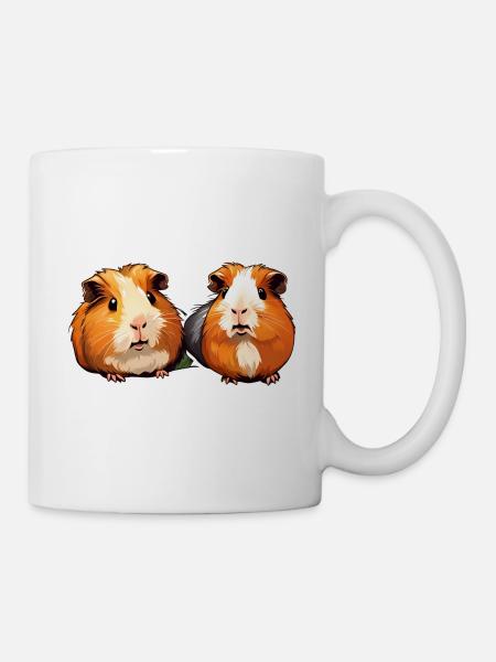 Illustration d’autocollant de cochon d’Inde mignon - Cochons d’Inde - Mug blanc - blanc