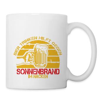 Bier trinken hilft gegen Sonnenbrand im Nacken - Tasse - Weiß - Rechts