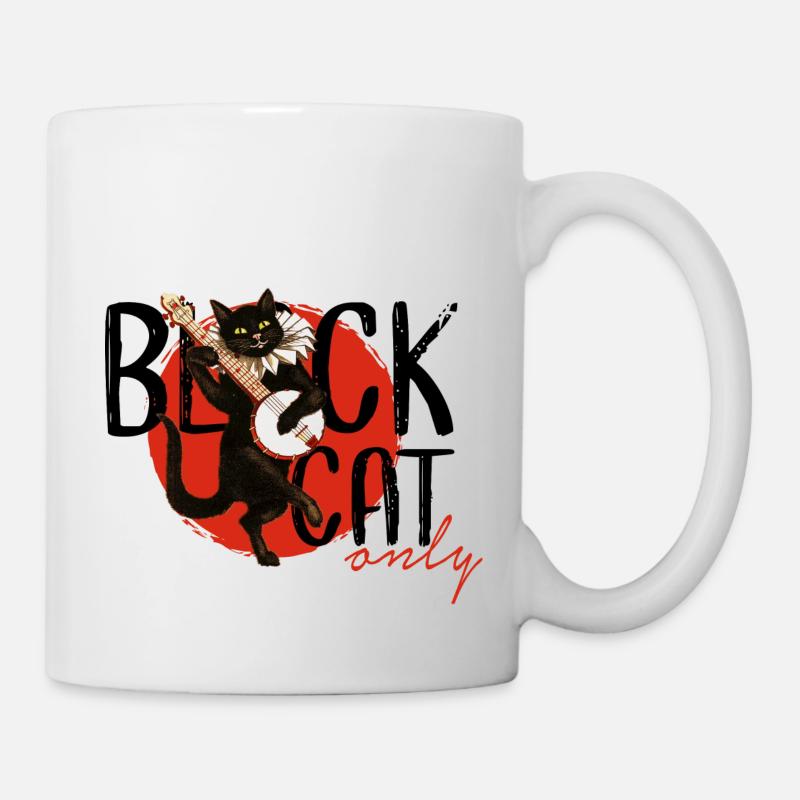 Chat noir. Chat noir rétro. - Mug blanc - blanc