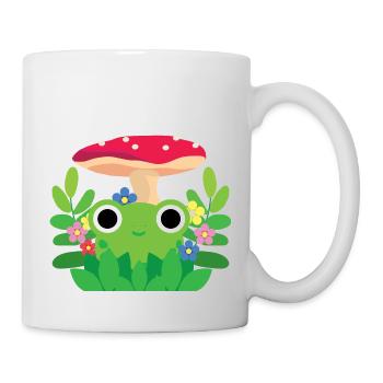 Cute Cottagecore Frog With Flowers and Mushroom - Mug - white - Right