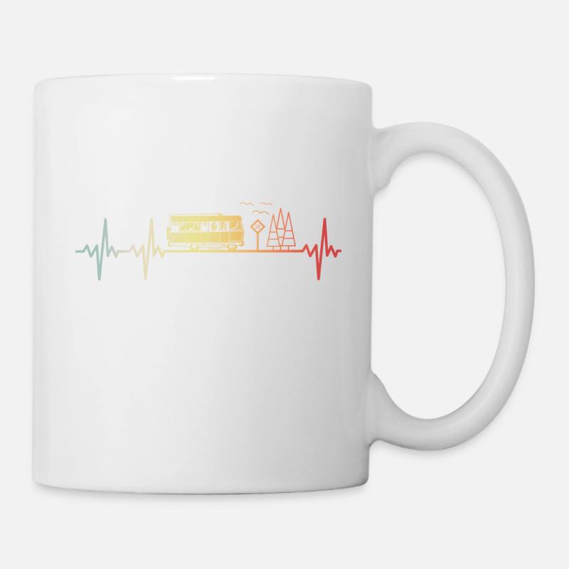 Camper Trekking Motorhome Frequency Pulse Retro - Mug - white