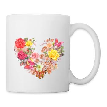 blüte,herz,blumenherz,blumen,rot - Tasse - Weiß - Rechts