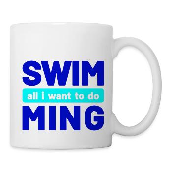 Tout ce que je veux, c’est nager - Mug blanc - blanc - Droite