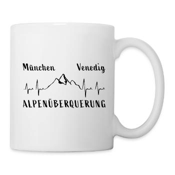 München Venedig Alpenüberquerung Herzschlag Berge - Tasse - Weiß - Rechts