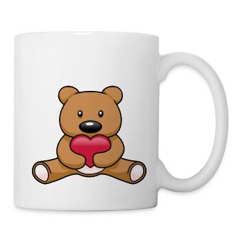 Mignon ours en peluche kawaii tenant un cœur rouge montrant de l’amour - Mug blanc - blanc - Droite
