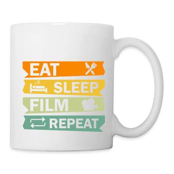 Eat Sleep Film Repeat. Film Quote - Mug - white - Right