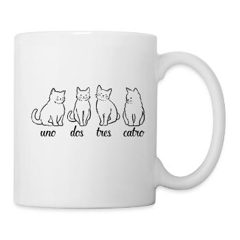 Uno dos Tres Catro Fun Cat Spanische Katzen Design - Tasse - Weiß - Rechts