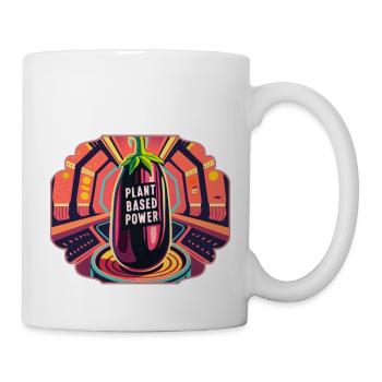 Aubergine in einem Raumschiff auf pflanzlicher Basis - Tasse - Weiß - Rechts