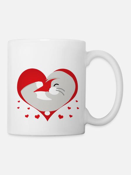 Tierisches Liebesherz - Tasse - Weiß