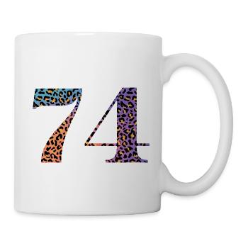 74. Geburtstag Leopard - Tasse - Weiß - Rechts