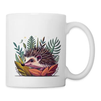 Cute hedgehog in its natural habitat - Mug - white - Right