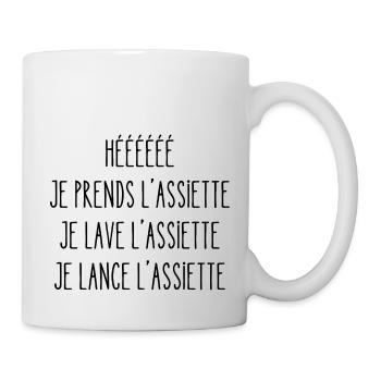 je prends l'assiette - Mug blanc - blanc - Droite