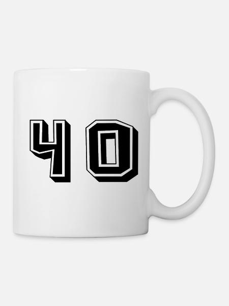40. 40 JAHRE. 40-jähriges JUBILÄUM. GEBURTSTAG 40 JAHRE. - Tasse - Weiß
