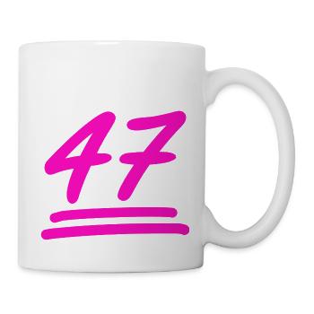 47 - Geburtstag - Nummer 47 in Pink - Tasse - Weiß - Rechts